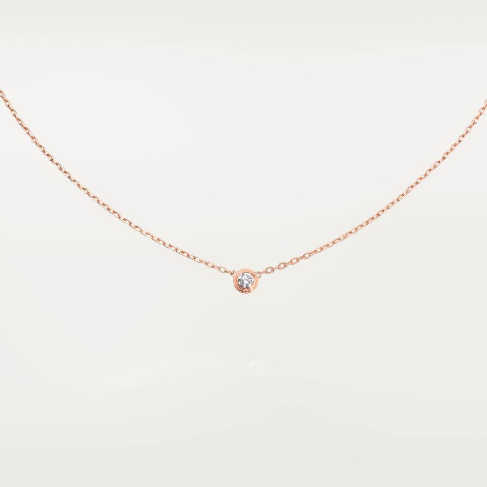 Cartier d'Amour吊坠项链,小号款,镶嵌圆形明亮式切割钻石 18K玫瑰金